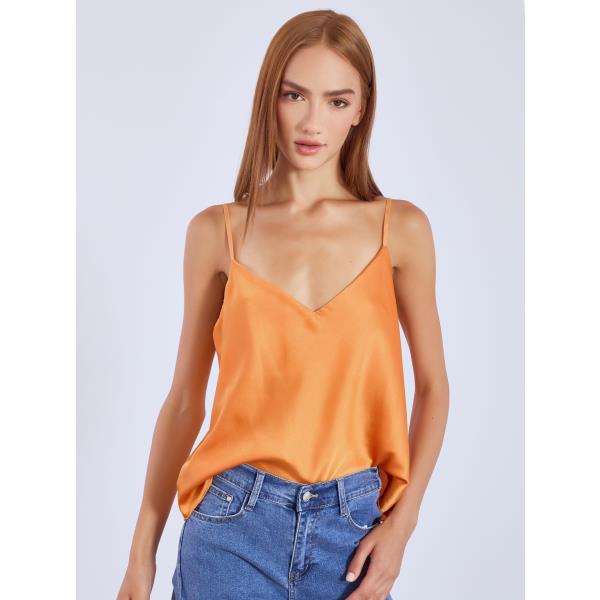 Lingerie σατέν σε πορτοκαλί Celestino