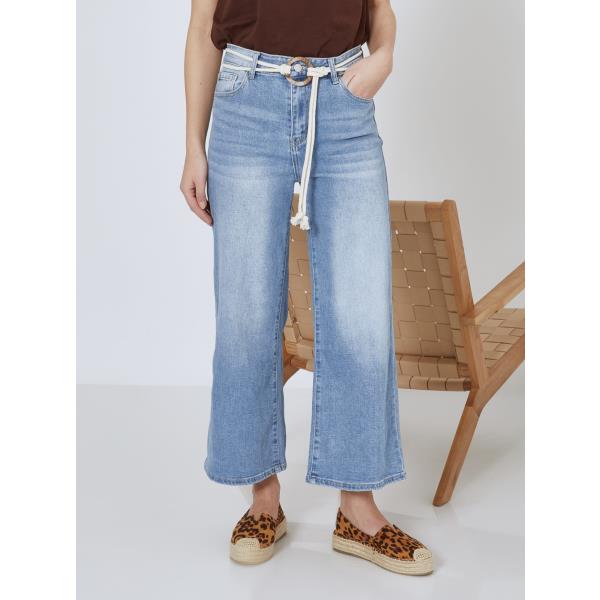 Τζιν wide leg με ζώνη σε μπλε ανοιχτό, 29,99€ | Celestino