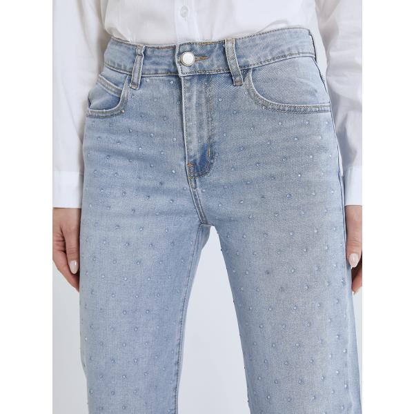 Τζιν wide leg με strass σε ίντιγκο, 29,99€ | Celestino