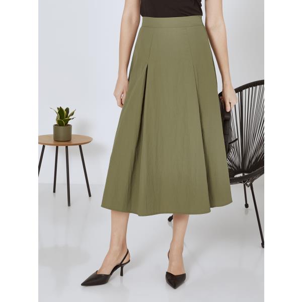 スカート Rohe Pleated midi skirt in khaki Woven Mid Rise Solid Pleated Midi Skirt With Belt For School
