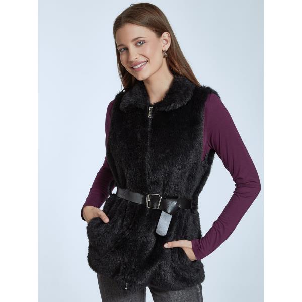 Fur vest hot sale with belt