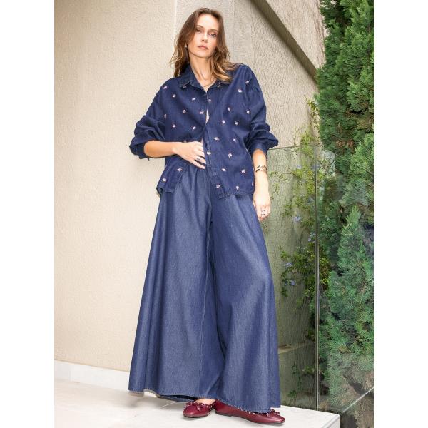 【INCHANT ME】[unisex] 472 black blue wide denim pants non-fade/unisex] Rainy Semi Wide Denim Pants - INCHANT ME
