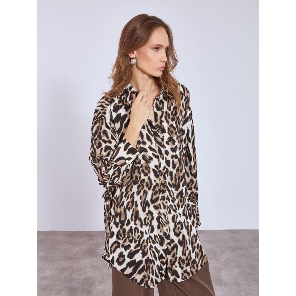その他 O.J LEOPARD SHIRT 16 1/2 Def Leppard Oversize Shirt Pink Leopard Women's T-shirts