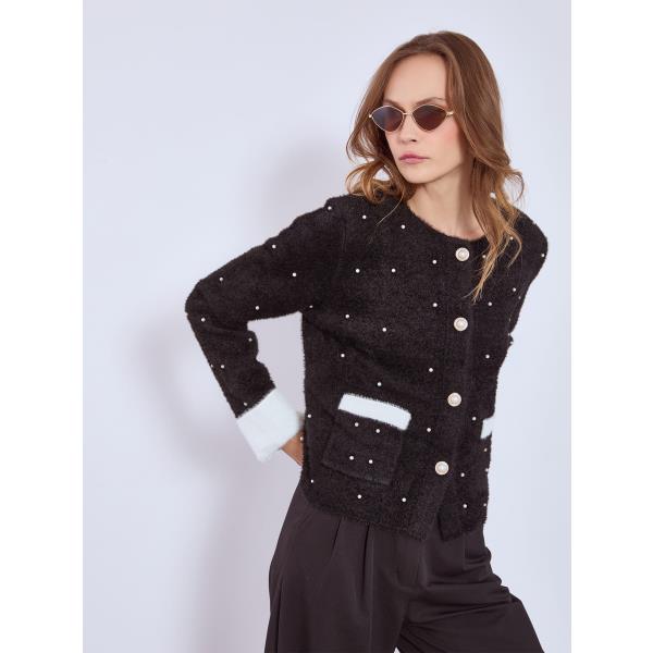 Ζακέτα χνουδωτή με τσέπες σε μαύρο, 29,99€ | Celestino