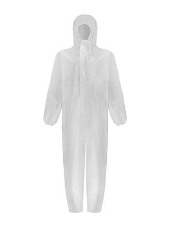 Protective full body suit with zip fastening in white