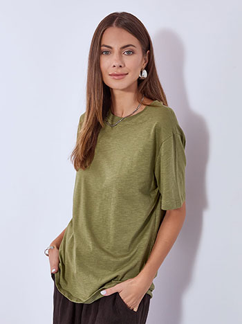 T-shirt μονόχρωμο unisex σε χακί