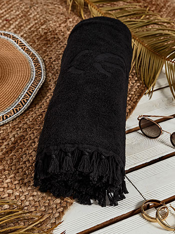 Celestino beach towel with tassels 80x180cm 450gr/m2 in black
