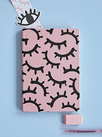 Σημειωματάριο με μάτια A5 σε μαύρο ροζ