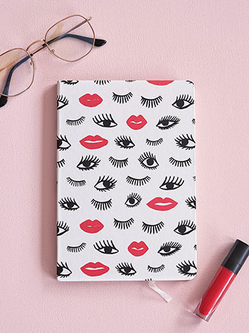 Notebook with eyes A5 in pink white