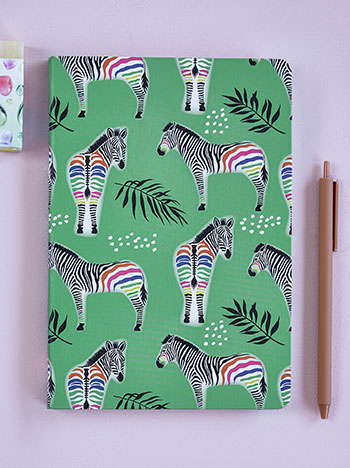 Notebook with animal A5 in almond green