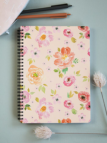 Floral σημειωματάριο Β5 σε ροζ ανοιχτό