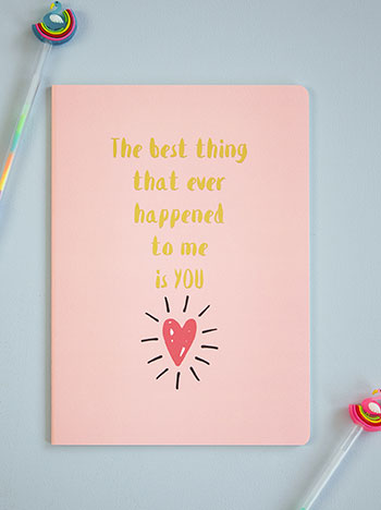 Notebook with heart B5 in pink