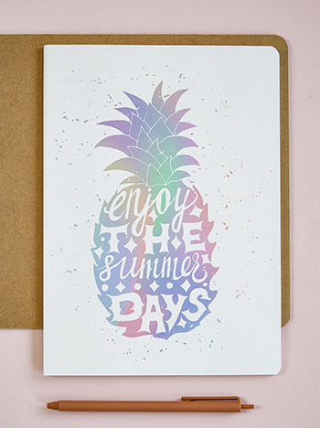 Printed notebook 5 in white purple