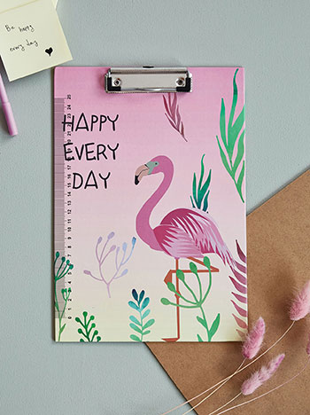 Clipboard with flamingos A4 in pink yellow