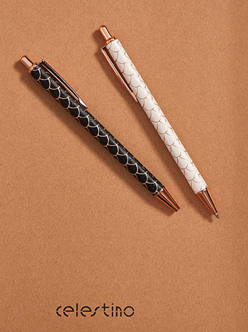 Set with 2 printed pens in black-white