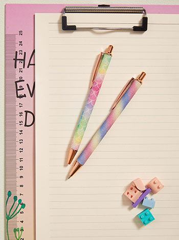 Σετ με 2 χρωματιστά στυλό με glitter σε πολύχρωμο