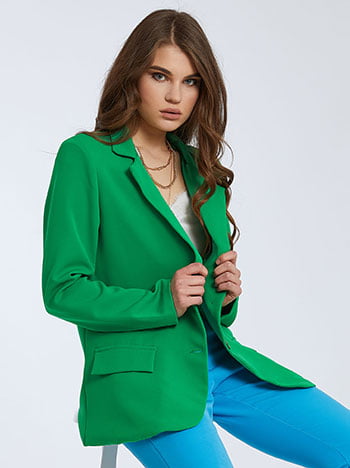 Σακάκι με διακοσμητικές τσέπες, κλείσιμο με κουμπιά, με βάτες, πρασινο