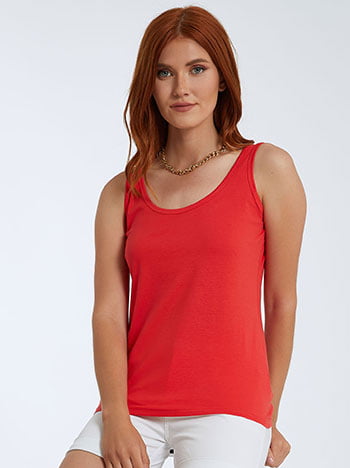Αμάνικη μπλούζα με βαμβάκι, στρογγυλή λαιμόκοψη, ύφασμα με ελαστικότητα, κοκκινο