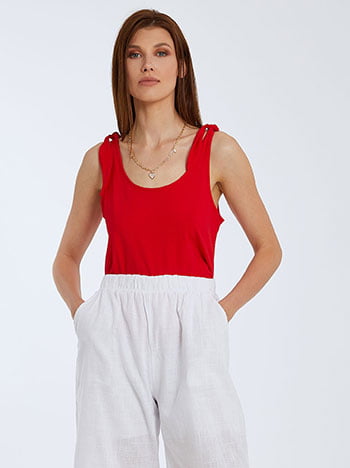 Μπλούζα με δέσιμο, ύφασμα με ελαστικότητα, κοκκινο