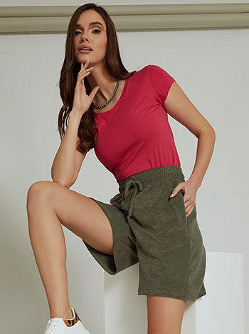 Terry shorts with cotton in khaki