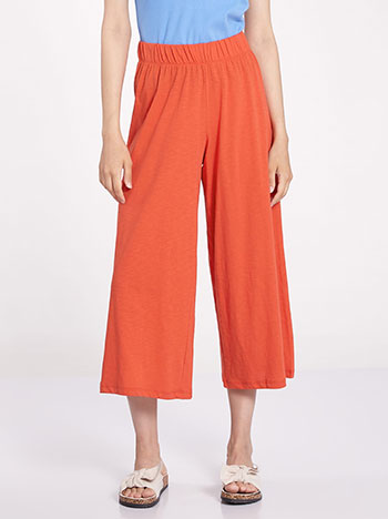 Βαμβακερό παντελόνι culotte, ελαστική μέση, celestino collection, πορτοκαλι