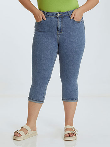 Jeans capri with cotton in indigo