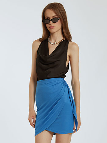Wrap front skirt in blue