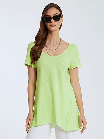 Top with decorative seams in fluorescent green