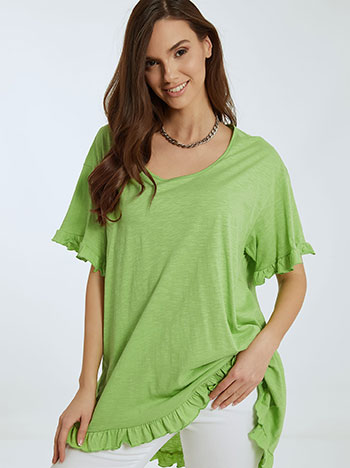 Μπλούζες/Κοντομάνικες Βαμβακερή μπλούζα με βολάν SL6685.4001+3