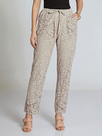 Lace trousers in light brown
