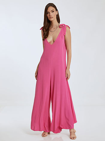 Open back jumpsuit in fuchsia