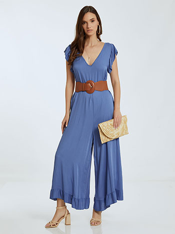 Jumpsuit with ruffles in blue