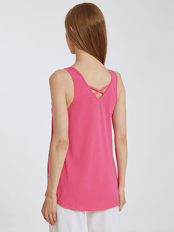 Top with cross back in fuchsia