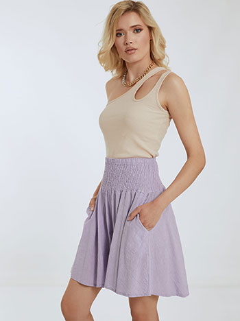 Shorts with linen in light purple