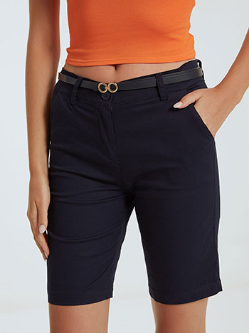 Shorts with detachable belt in dark blue