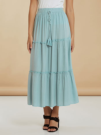 Maxi φούστα, ελαστική μέση, διακοσμητικό κορδόνι, aquamarine