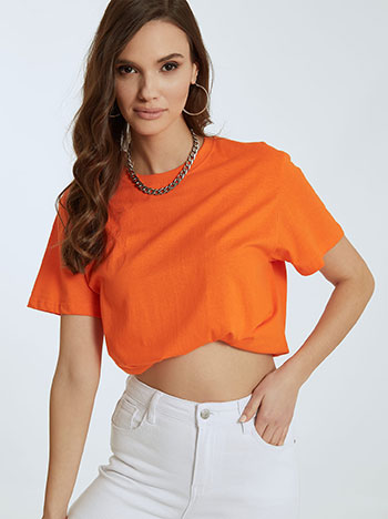 Unisex βαμβακερό t-shirt, στρογγυλή λαιμόκοψη, πορτοκαλι