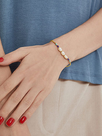 Bracelet with pearls in yellow