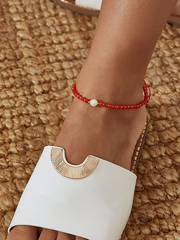 Anklet with beads in red