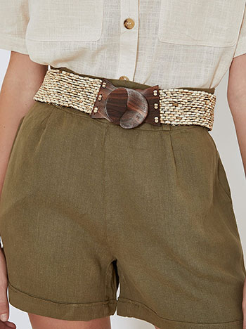Belt made from coconut shell in beige