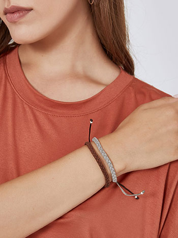 2 bracelets set in brown, grey