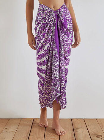 Printed pareo in purple