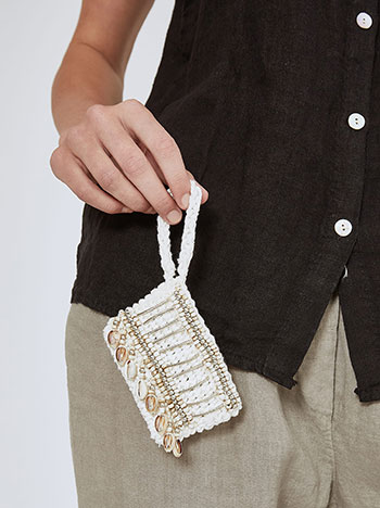 Mini wallet with sea shells in off white