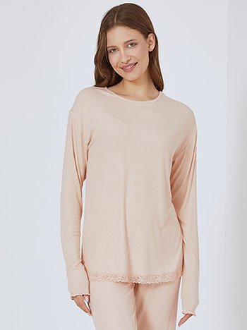 Long sleeved pyjamas top in powder pink