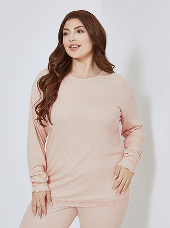 Long sleeved pyjamas top in powder pink