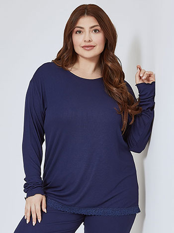 Long sleeved pyjamas top in dark blue