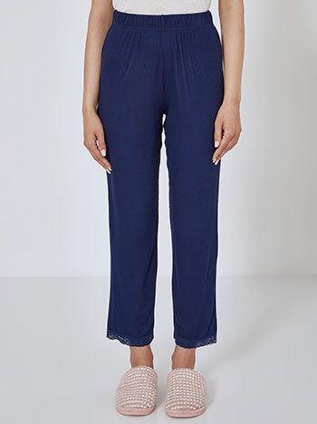 Pyjamas trousers with lace detail in dark blue