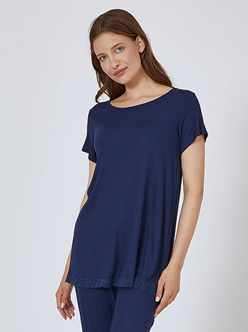 Ribbed pyjamas top in dark blue