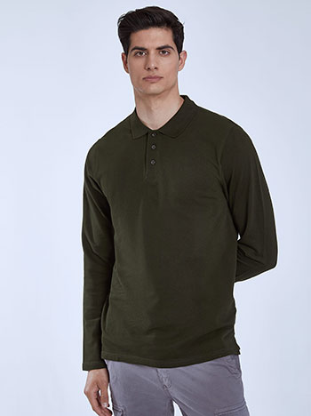 Μπλούζες/Μακρυμάνικες Βαμβακερή ανδρική μπλούζα με γιακά SM1017.4523+4