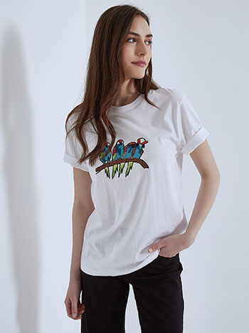 Μπλούζες/T-shirts Unisex βαμβακερό T-shirt με παπαγάλους SM1017.4623+1